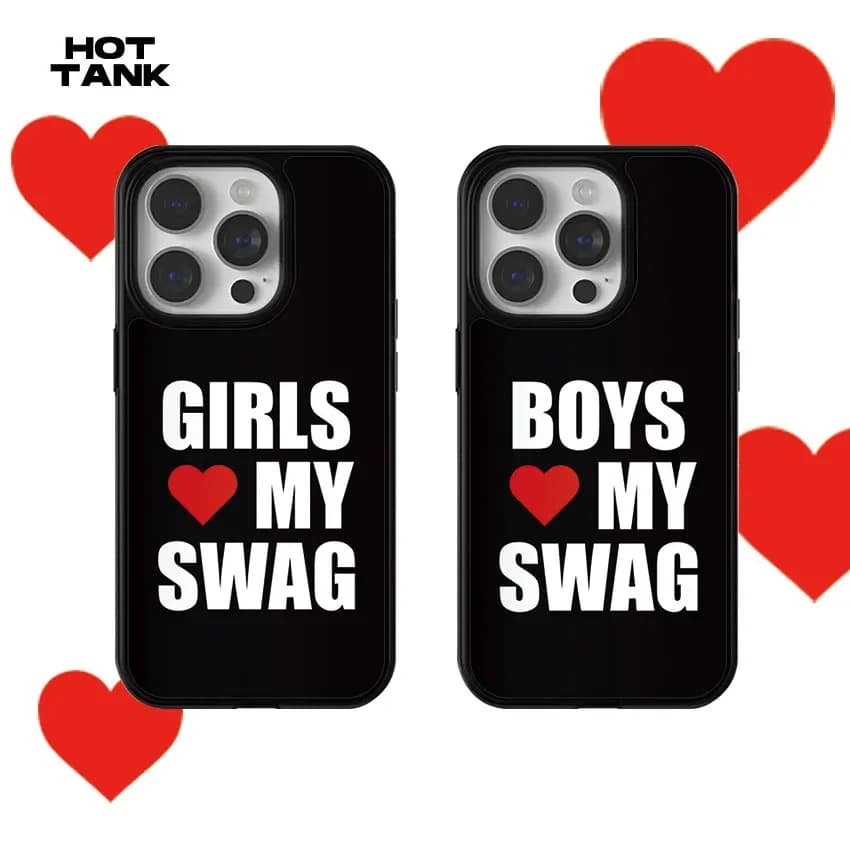 "MY SWAG" Black & White Couple Matching Phone Case For iPhone 17 Air 16 15 14 13 12 11 Pro Max 16 Pro 15 Plus Anti-Drop Cover