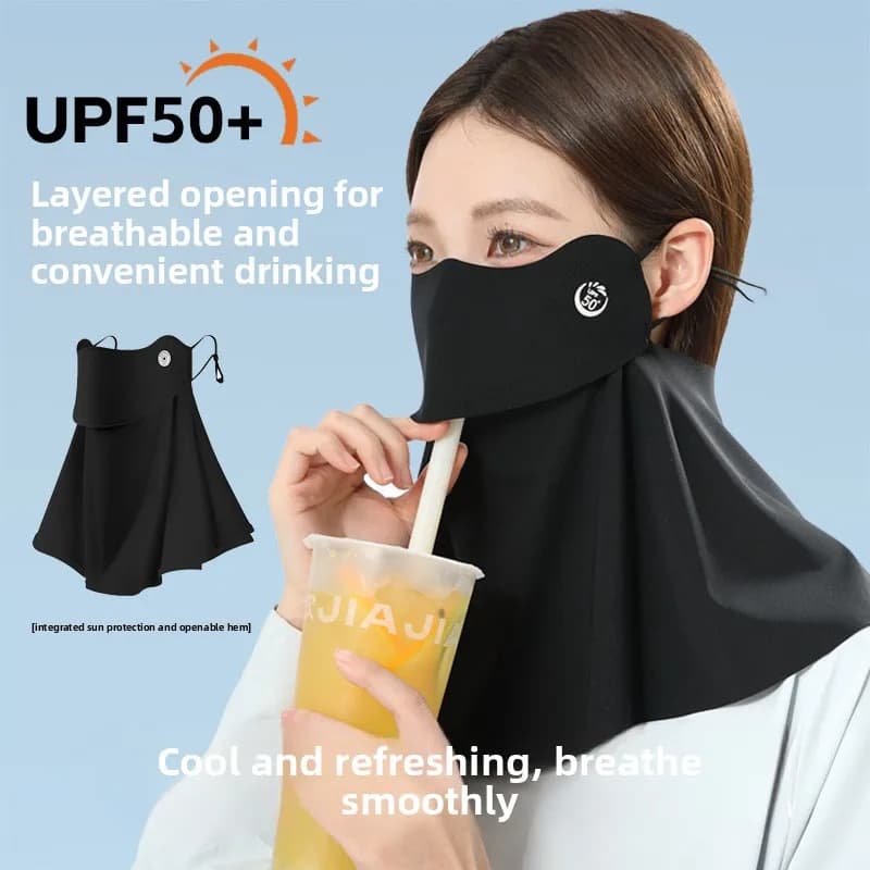 Maschera in Seta Ghiacciata per Ciclismo, Protezione Collo e Solare, Traspirante, Anti-UV, Senza Tracce, per Acqua Potabile