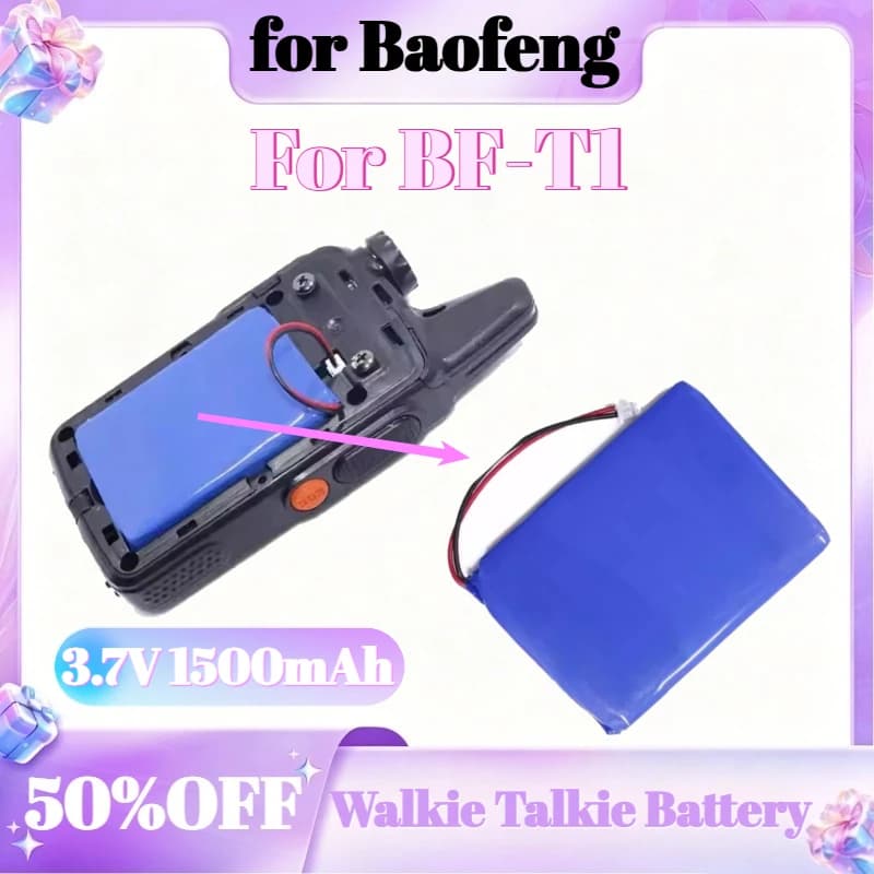 Batteria di ricambio da 1500mAh 3.7V per walkie-talkie Baofeng BF-T1
