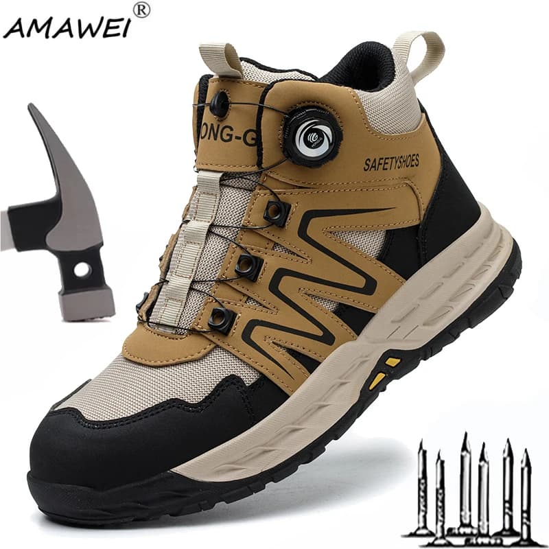 Nuovi stivali antinfortunistici da uomo scarpe da lavoro indistruttibili sneakers stivali protettivi con punta in acciaio stivali tattici da lavoro anti-sfondamento anti-perforazione