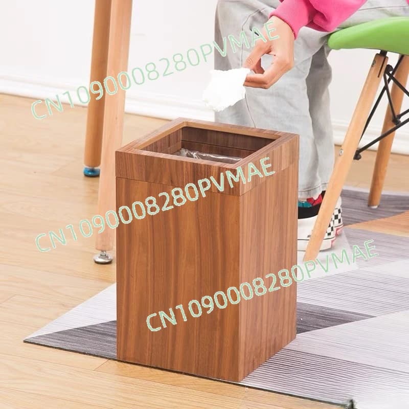 Pattumiera in legno nordico - Cestino per rifiuti rettangolare creativo semplice per il bagno della camera da letto del soggiorno di casa