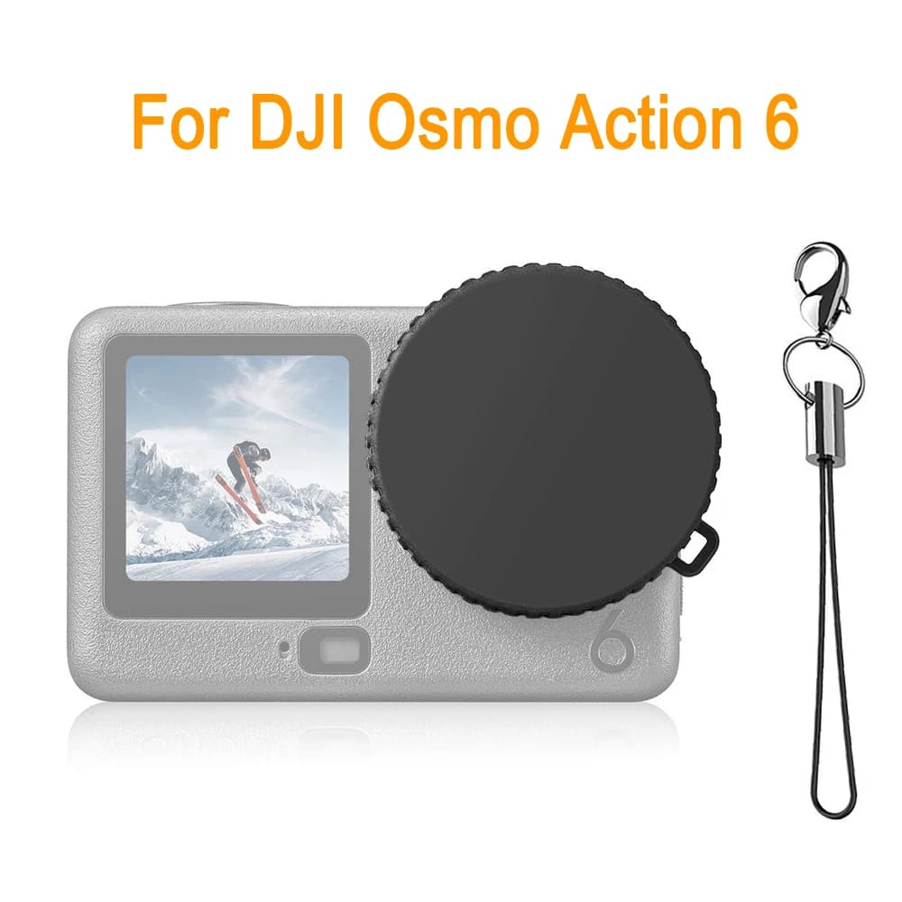 Per DJI Osmo Action 6 Copriobiettivo in silicone per fotocamera con cinturino anti-perdita
