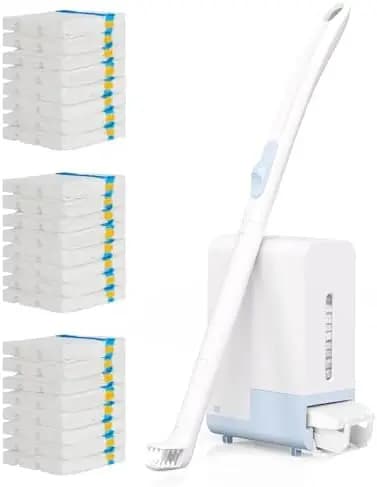 AIR U+ Spazzola per WC Usa e Getta con 24 Ricariche Smaltibili e Dispenser Automatico – Sistema di Pulizia a Parete