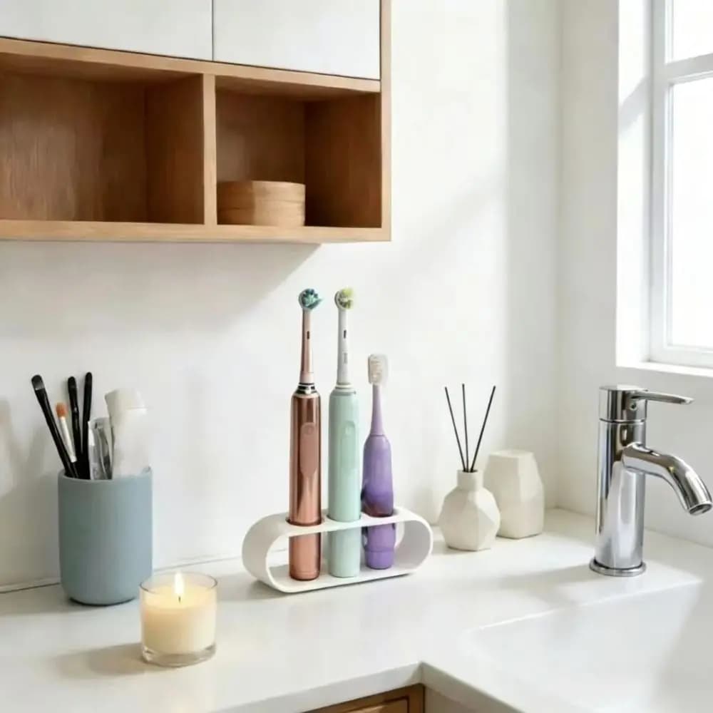3D Printing Electric Toothbrush Holder Creative Stable Bathroom Storage Stand 3 Holes Multifunction Toiletries Organizer Shower