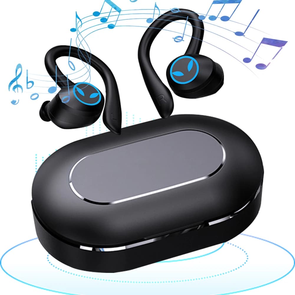 Auricolari sportivi compatibili con Bluetooth 5.1, con cancellazione del rumore, vivavoce e microfono, cuffie per giochi sportivi per smartphone