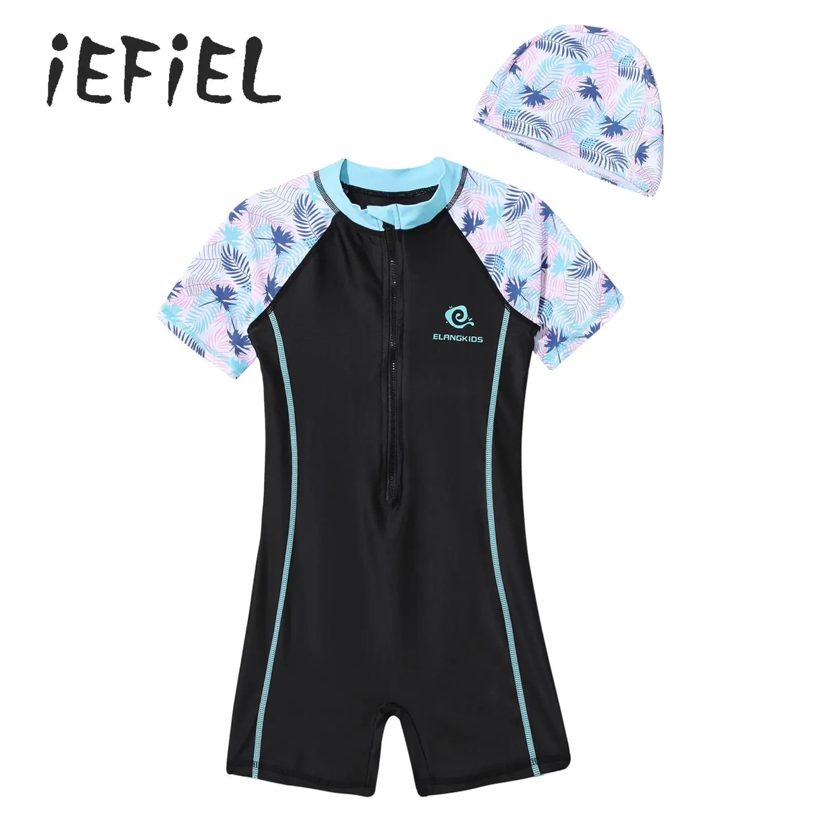 Costume da bagno intero per bambina Sport Manica corta Ragazzo Gamba Body Rash Guard Costume da bagno da surf Stampa Beachwear