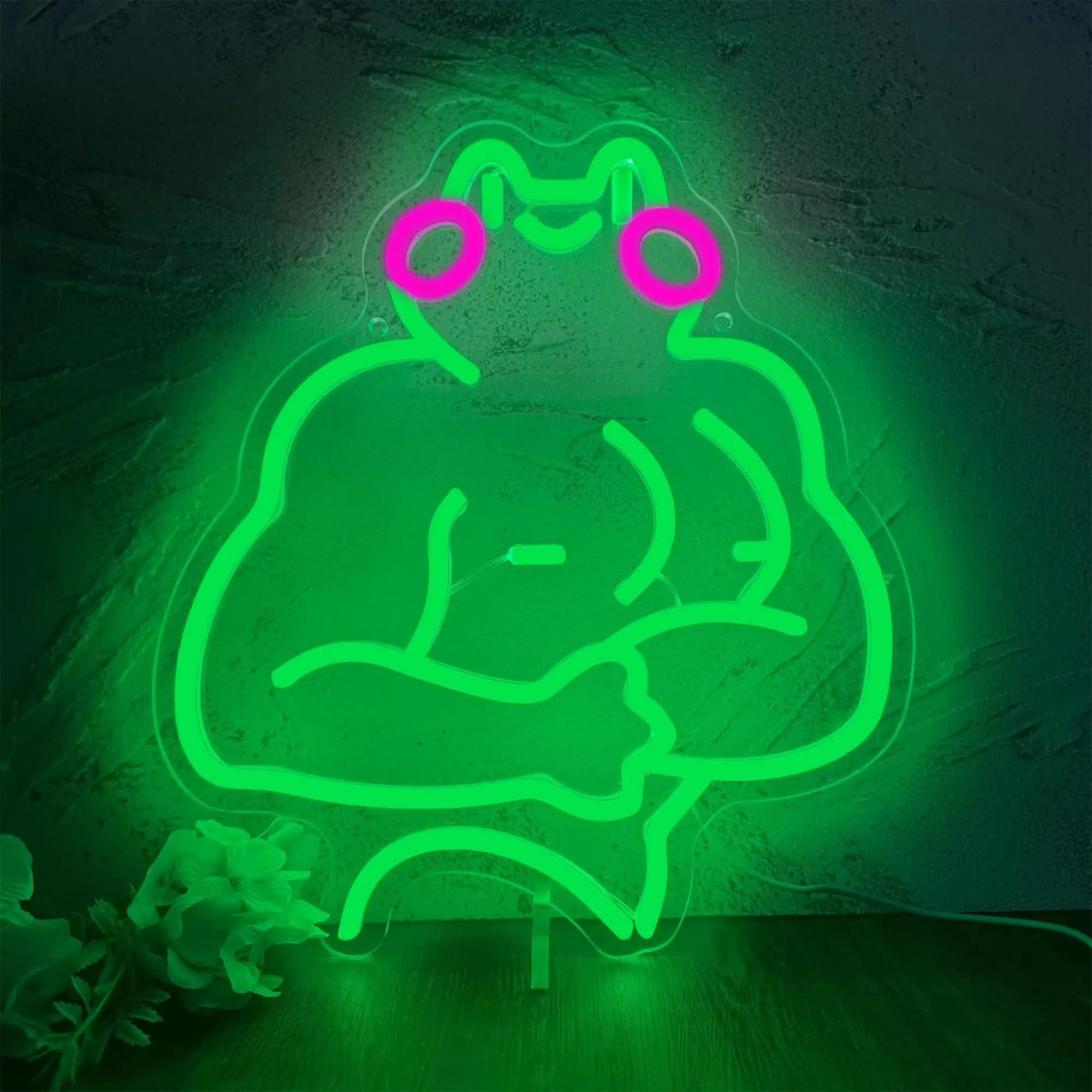 Insegna al neon per rana fitness LED Insegna al neon per rana muscolare per la decorazione della parete della stanza della palestra Sala di allenamento motivazionale Home Office Art Gift