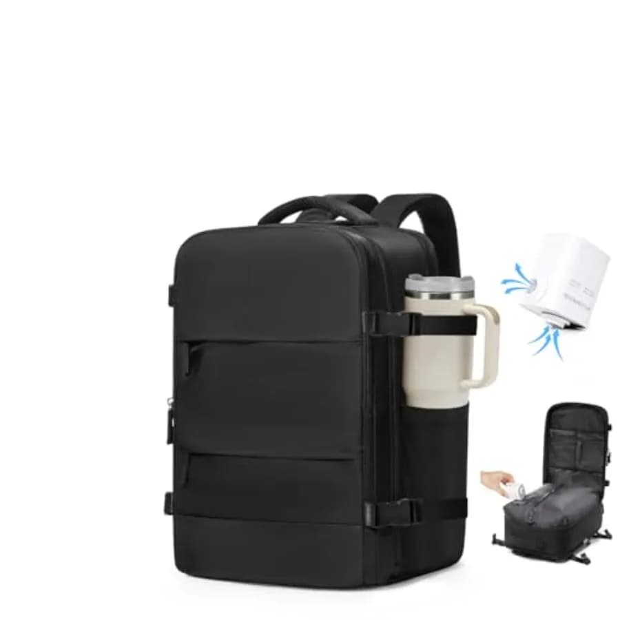 Zaino da Viaggio VGCUB con Sistema di Compressione e Pompa Elettrica, Impermeabile, per Laptop, Lavoro e Viaggi d'Affari