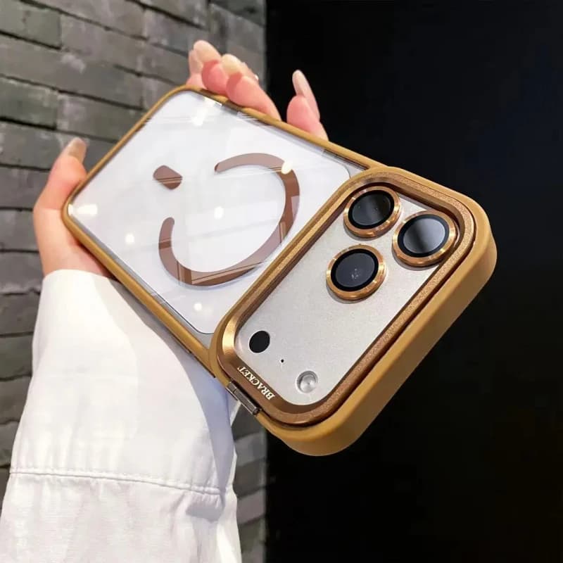 Phone Case: Luxury Transparent Magnetic Bracket Phone Case For iPhone 18 17 16 13 15 14 Pro Max Metal Lens Holder Clear Cover
