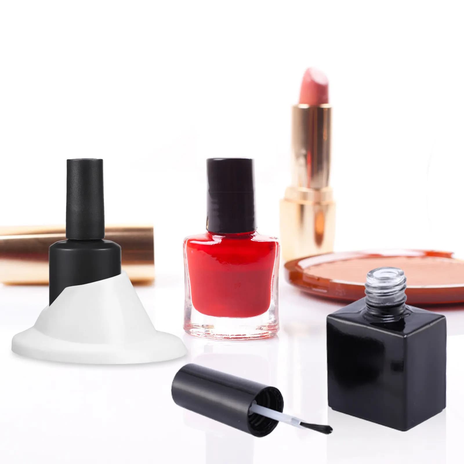 6Pcs Nail Polish Bottle Holder Silicone Stand Anti-Spill Display Rack for Nail Art Salon Studio School Display Manicure Tools