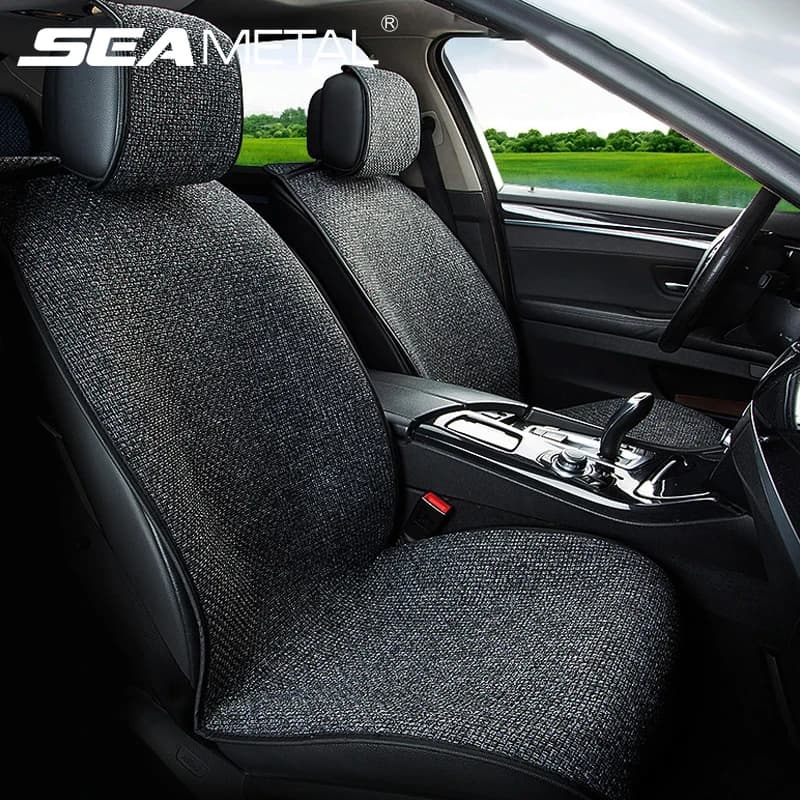 SEAMETAL Coprisedile per auto in lino antiscivolo Cuscino per sedile automatico in lino Protezione per sedile traspirante universale per camion pick-up berlina Suv