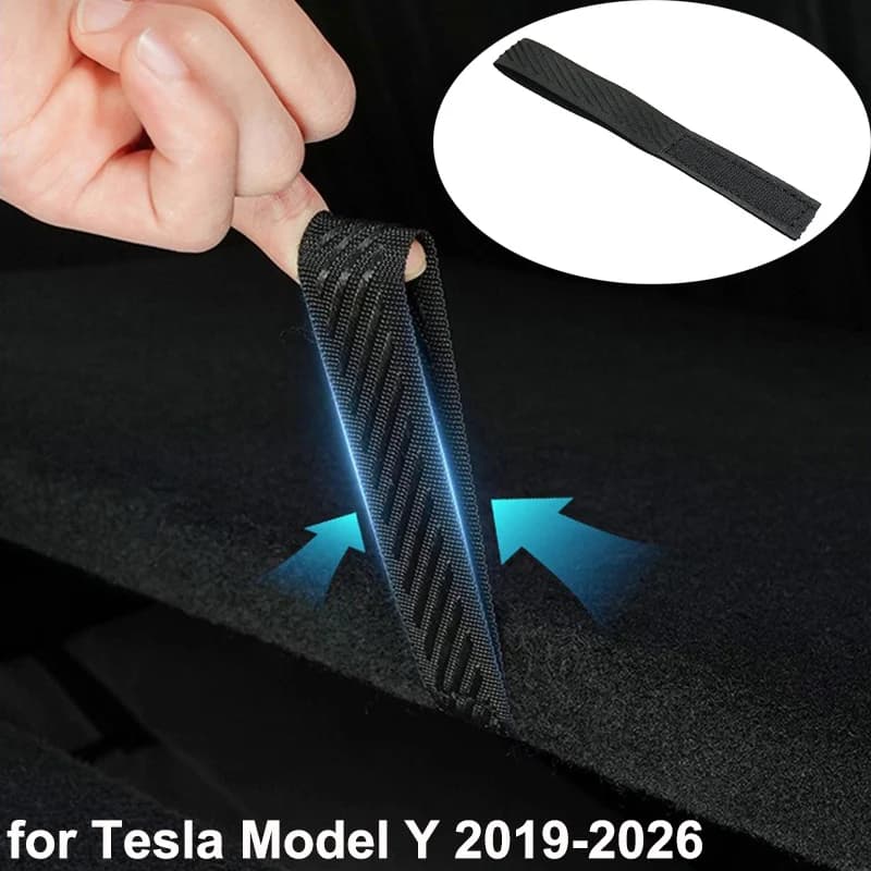 For Tesla Model Y Juniper 2026 Rear Baule Corda with Drawstring Open Coil Cover Handle Pull Belt Organizer for Car Accessories Launch