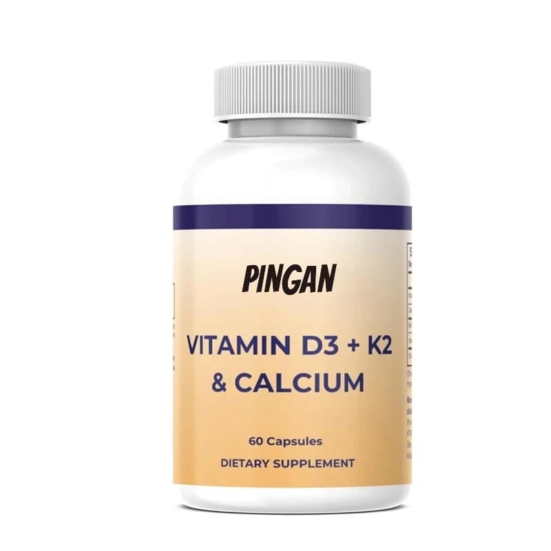Vitamin D3 5000 IU, K2 100 Mcg and calcium 210 Mg supplement to support bone health and muscle function. 60 capsules.