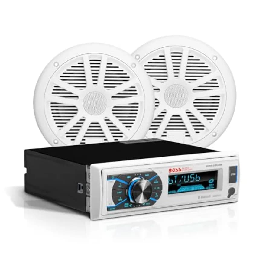 MCK632WB.6 Stereo Bluetooth per Imbarcazioni e Altoparlanti da 6,5 Pollici - Senza Lettore CD/DVD, Ricevitore Radio AM/FFM, Antenna Dipolare