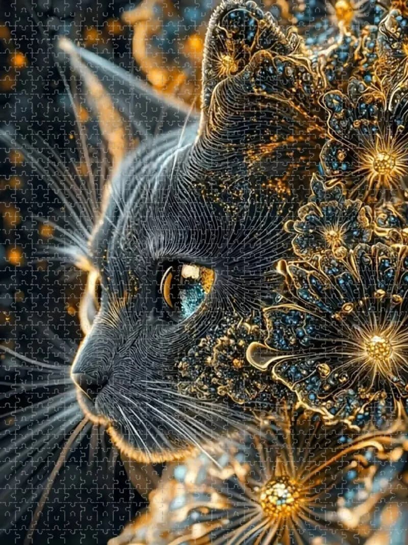 Puzzle per adulti da 1000 pezzi, puzzle con gatto nero, perfetto per il divertimento creativo fai-da-te con la famiglia, regalo, gioco divertente