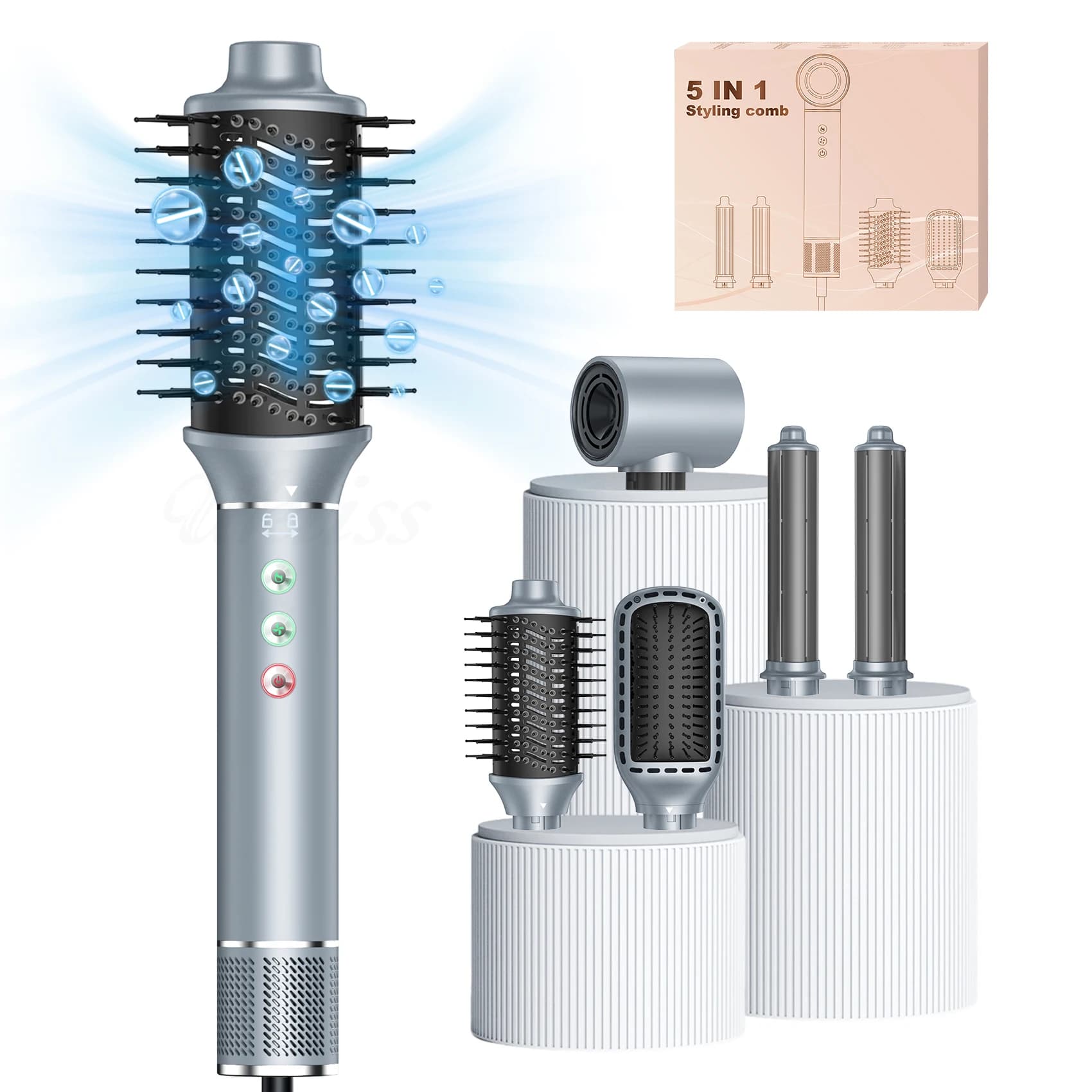 Professionale 5 in 1 Hair Styler Hot Air Pick pettine elettrico spazzola ad aria calda capelli Multi Style Airbrush ferro arricciacapelli automatico