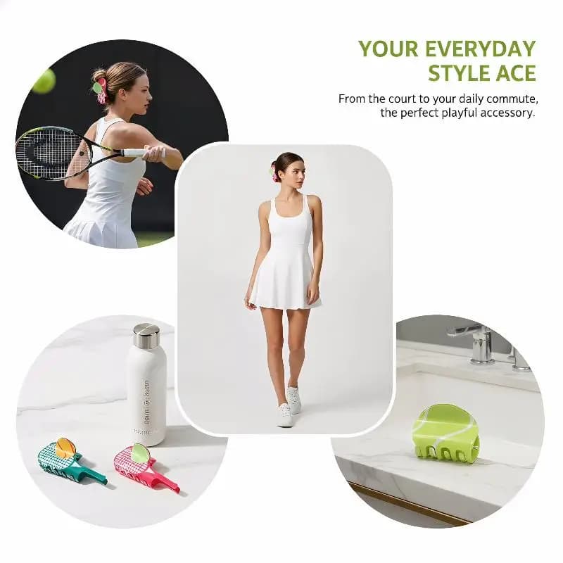 Clip per capelli a forma di racchetta da tennis con acido acetico, accessorio alla moda per ragazze