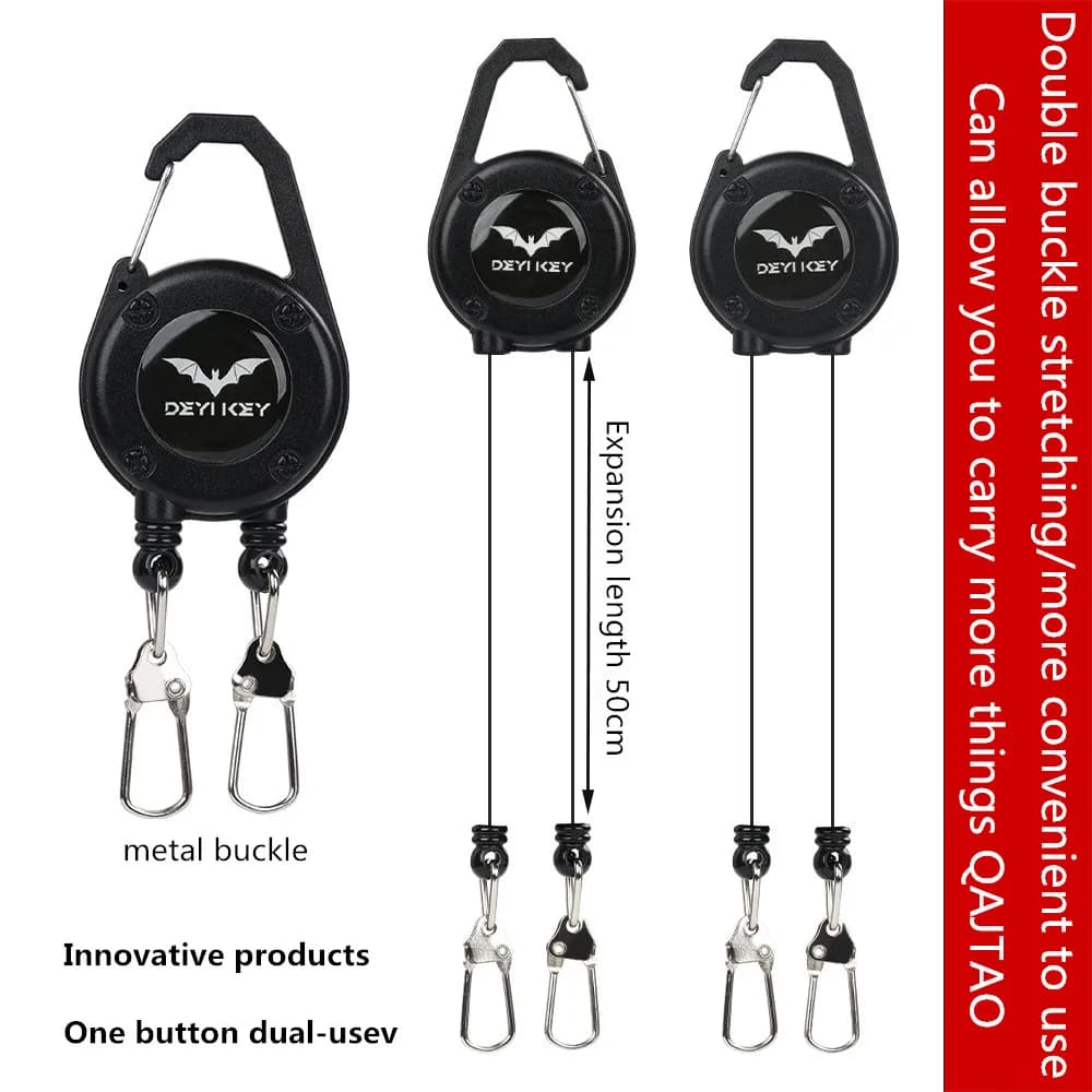 Outdoor double headed clip buckle, work permit hanging buckle, keychain, fishing buckle, telescopic buckle, easy to pull buckle