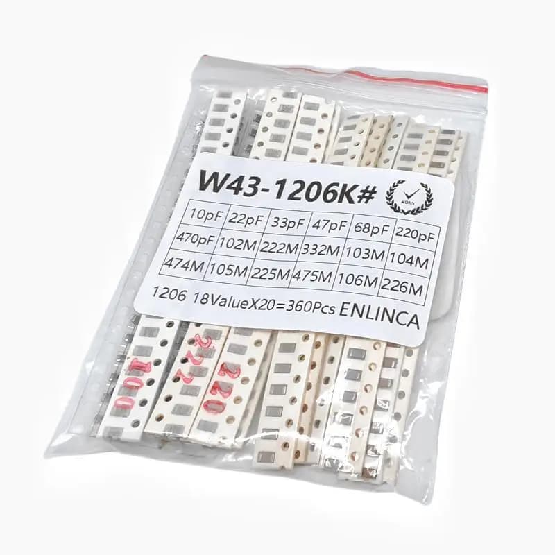 Kit condensatore SMD da 360 pezzi 0603 0805 1206 Kit assortito 18 valori 10PF ~ 22UF condensatori Smd