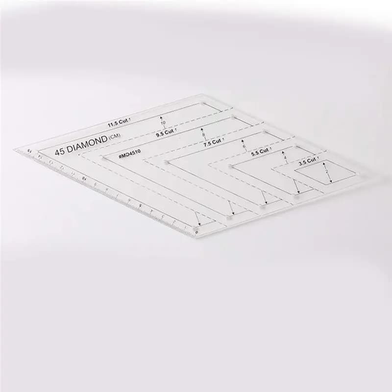 Quilting Ruler Set Of 4 Pieces- Clear Plastic Square, Triangle, Hexagon, 45°, 60° Degree Templates
