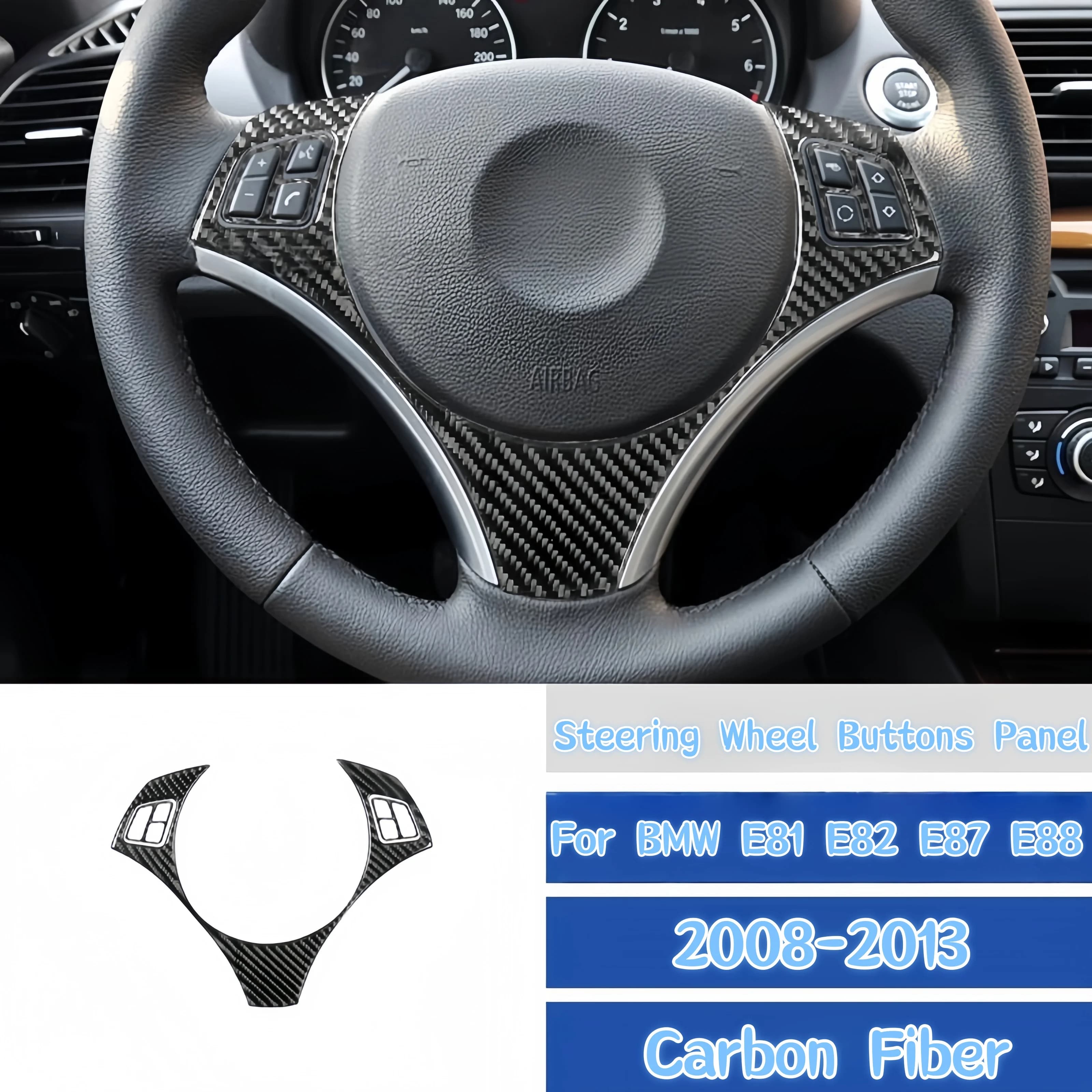 For BMW Series 1 E81 E82 E87 E88 2008-2013 Automobile steering wheel panel in carbon fiber Trim Cover Car accessories