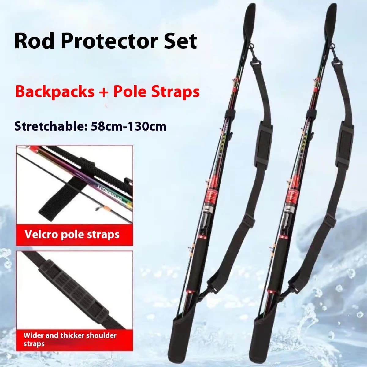 Professional fishing rod strap, rod set with thickened strap, Luya back barrel strap, fishing gear for fishing supplies