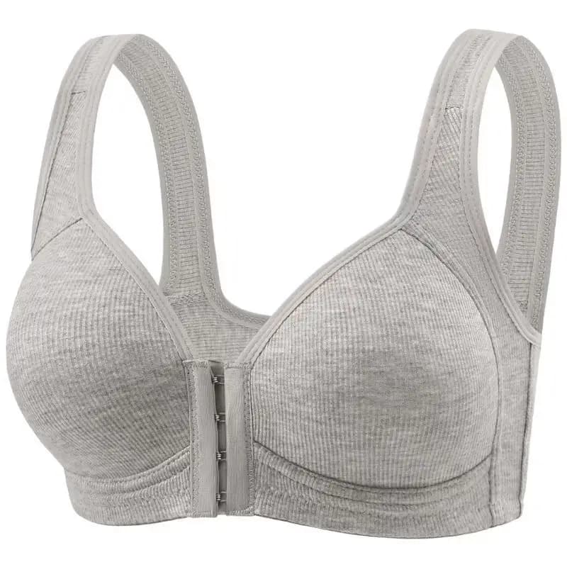 Plus Size Front Closure Wireless Bra Full Coverage Support Bra for Older Women Comfortable No Underwire Bra Wide Strap Everyday Bra Soft Seamless Bra for Mom Middle Age Large Size Lingerie