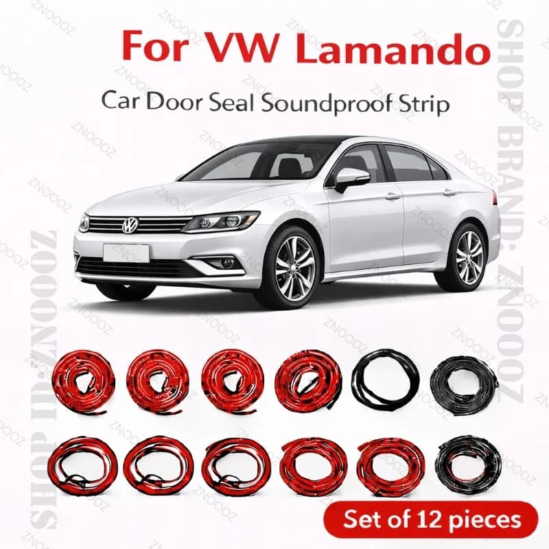 For Volkswagen Lamando Car Door Seal Strip Rubber Double Layer Soundproof Dustproof Waterproof Door Weatherstrip 12PCS Set
