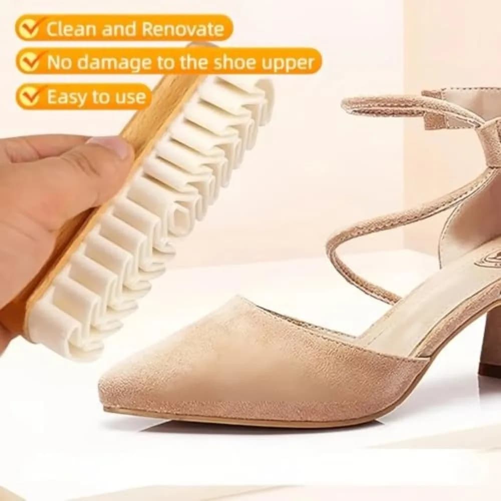 Nuova spazzola per scarpe in pelle scamosciata di gomma Spazzola per pulizia in materiale nubuck di legno Spazzola per pulizia morbida per la rimozione delle macchie Strumento per la pulizia della spazzola per la pulizia