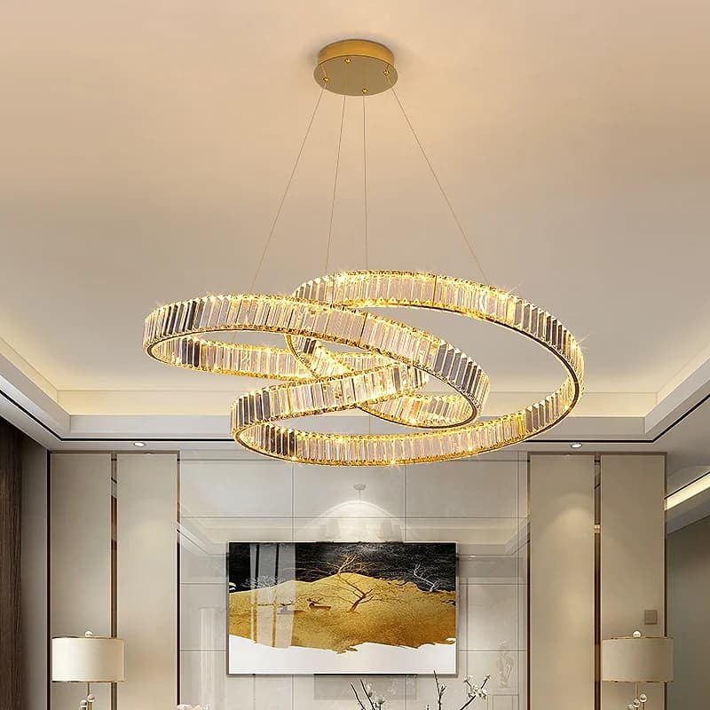 Postmodernism Modern Luxury Minimalist Nordic Crystal LED Chandelier for Living Room Villa Home Decoration Circular Ring