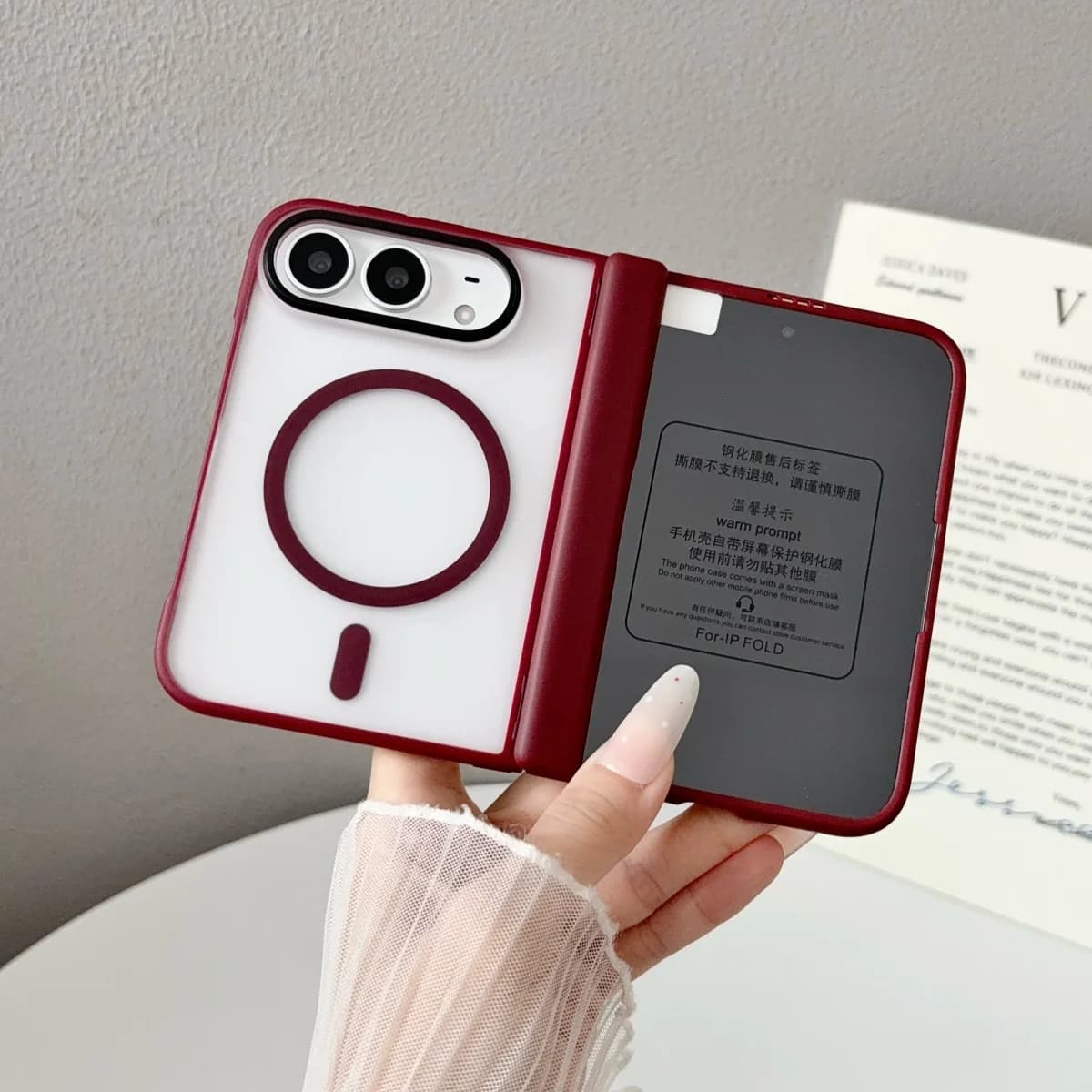 With Screen Protector Transparent Magnetic Phone Case for IPhone Duo for Magsafe Wireless Charging Hinge Protection Cover