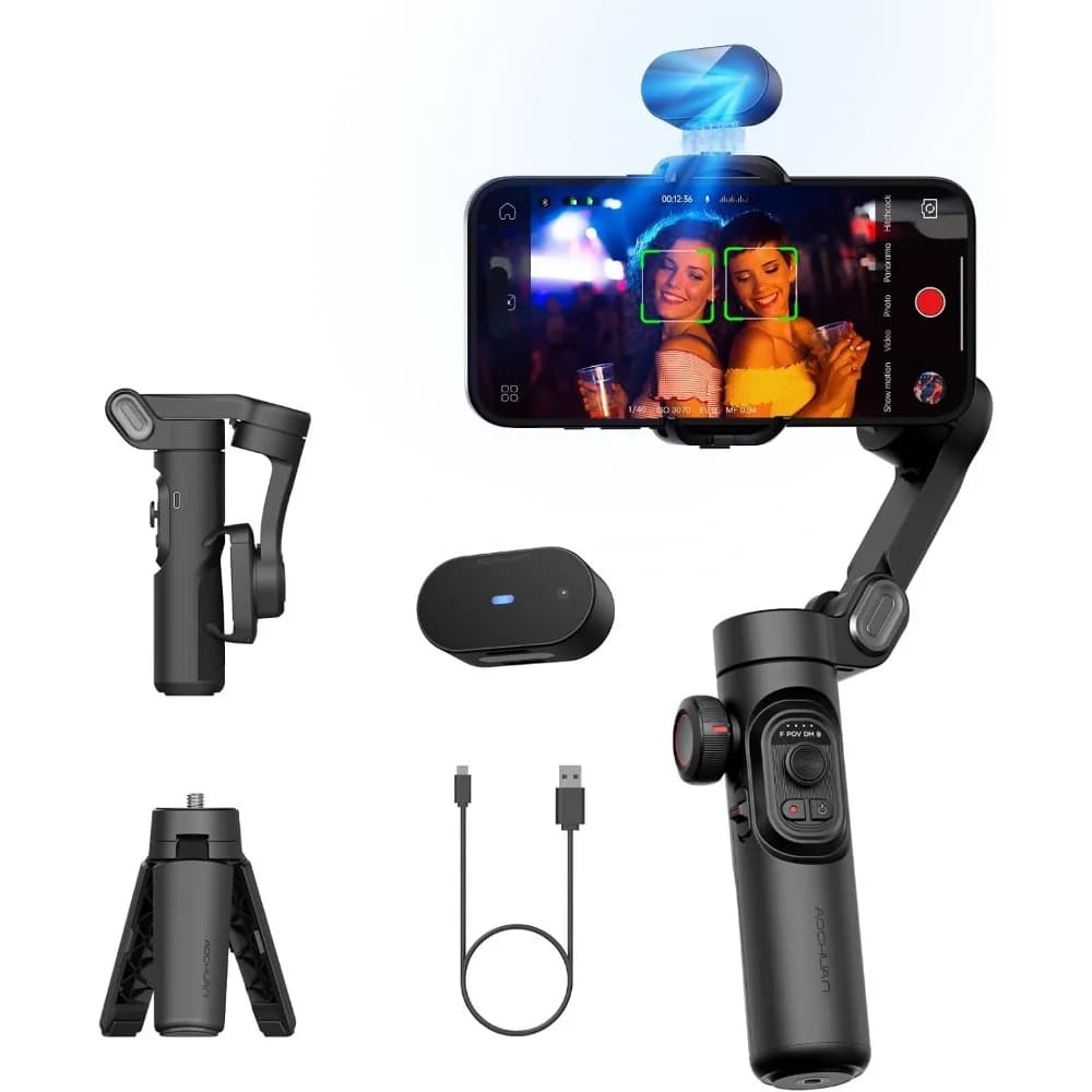 Gimbal Stabilizer with AI Tracking for Smartphone Video Recording