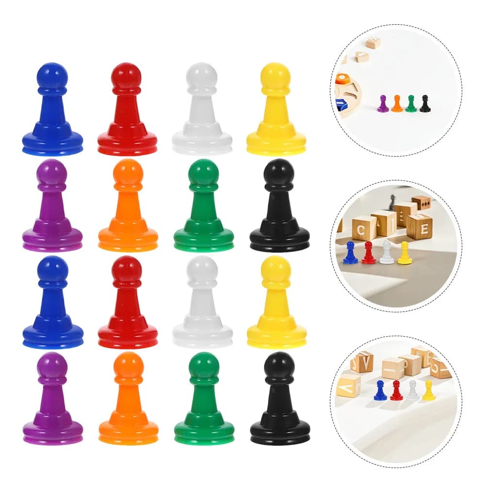 80 Pezzi Multicolore per Giochi da Tavolo, Pezzi degli Scacchi in Plastica, Piccoli e Robusti Pioni in Plastica per Accessori da Gioco, Set da Scacchi da Viaggio