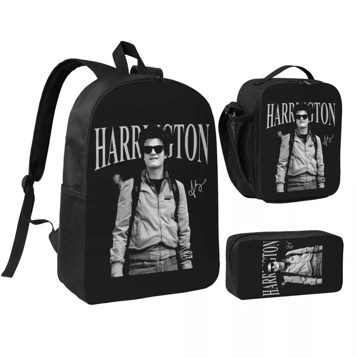 Vintage Steve Harrington 3pecs/set Backpack for Student High School Daypack Lunch bag Pencil Case