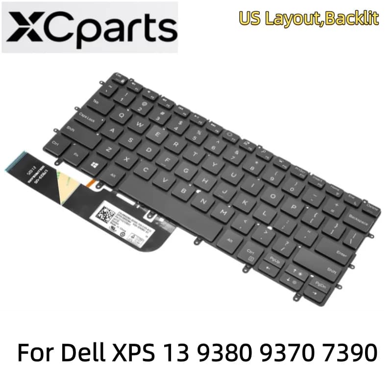 Black Color New US Laptop Keyboard Backlit for Dell XPS 13 9380 9370 7390 Notebook English