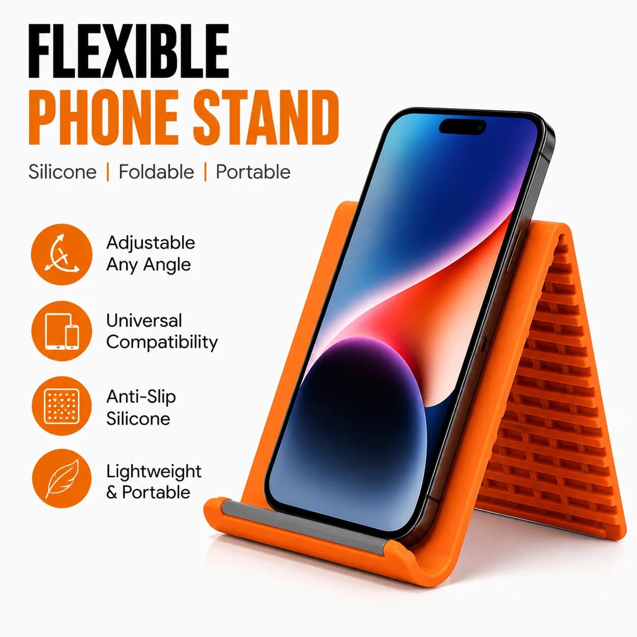 Supporto Flessibile Pieghevole per Telefono, Porta Tablet in Silicone, Supporto Regolabile per Laptop, Supporto Universale Portatile da Scrivania Antiscivolo