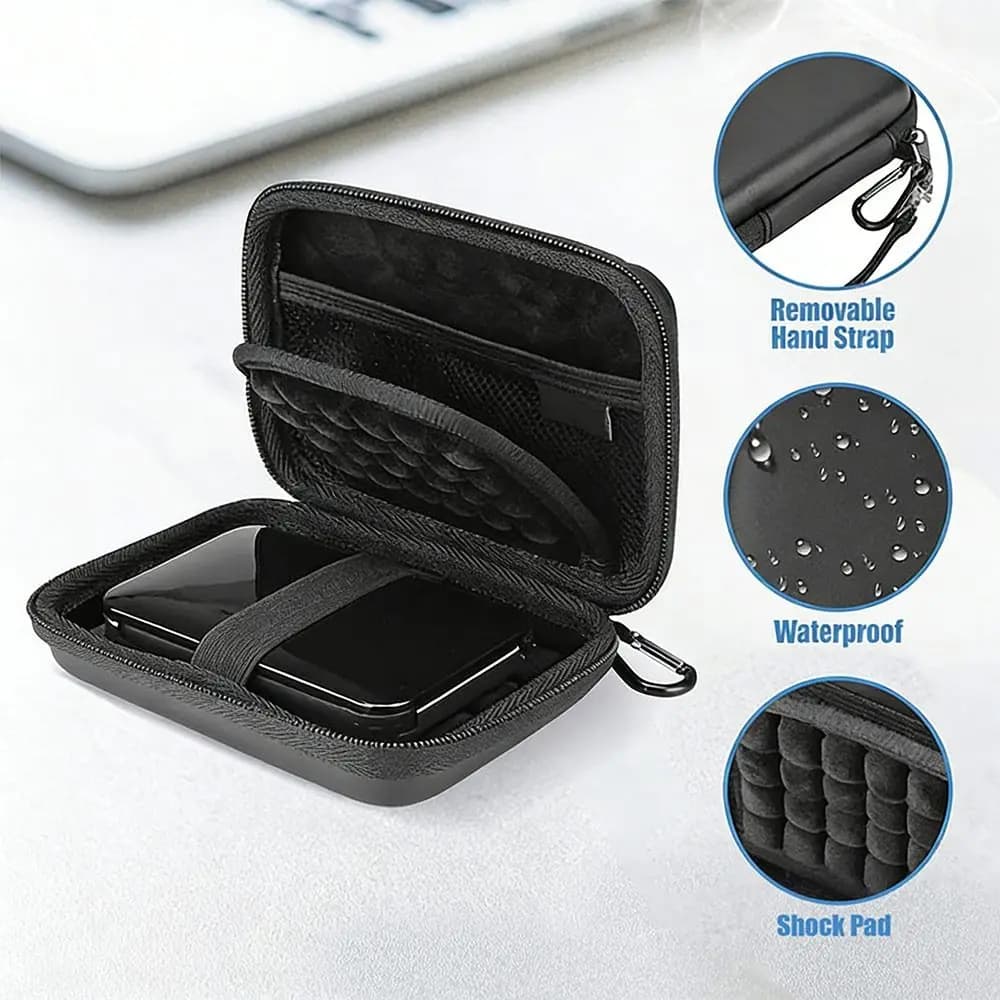 Custodia per SSD da 2,5 pollici, antiurto, resistente all'acqua, custodia per disco rigido esterno, rivestimento in schiuma, custodia protettiva rigida per Canvio Basics/WD