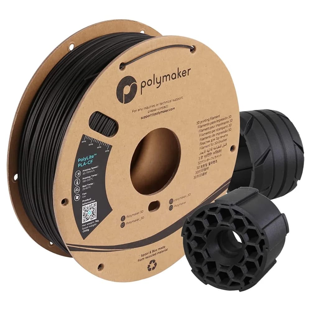 Filamento 3D STLFPolymaker PolyLite PLA-CF 1.75mm 1kg, PLA Rinforzato con Fibra di Carbonio per Stampanti 3D