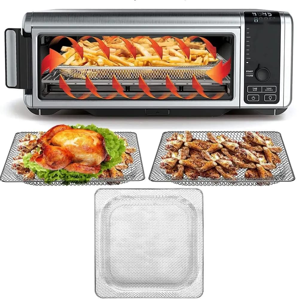 Stainless Steel Replacement Air Fryer Grill Rack Square Rust-proof Oven Baking Basket Removable Air Fryer Grill Tray