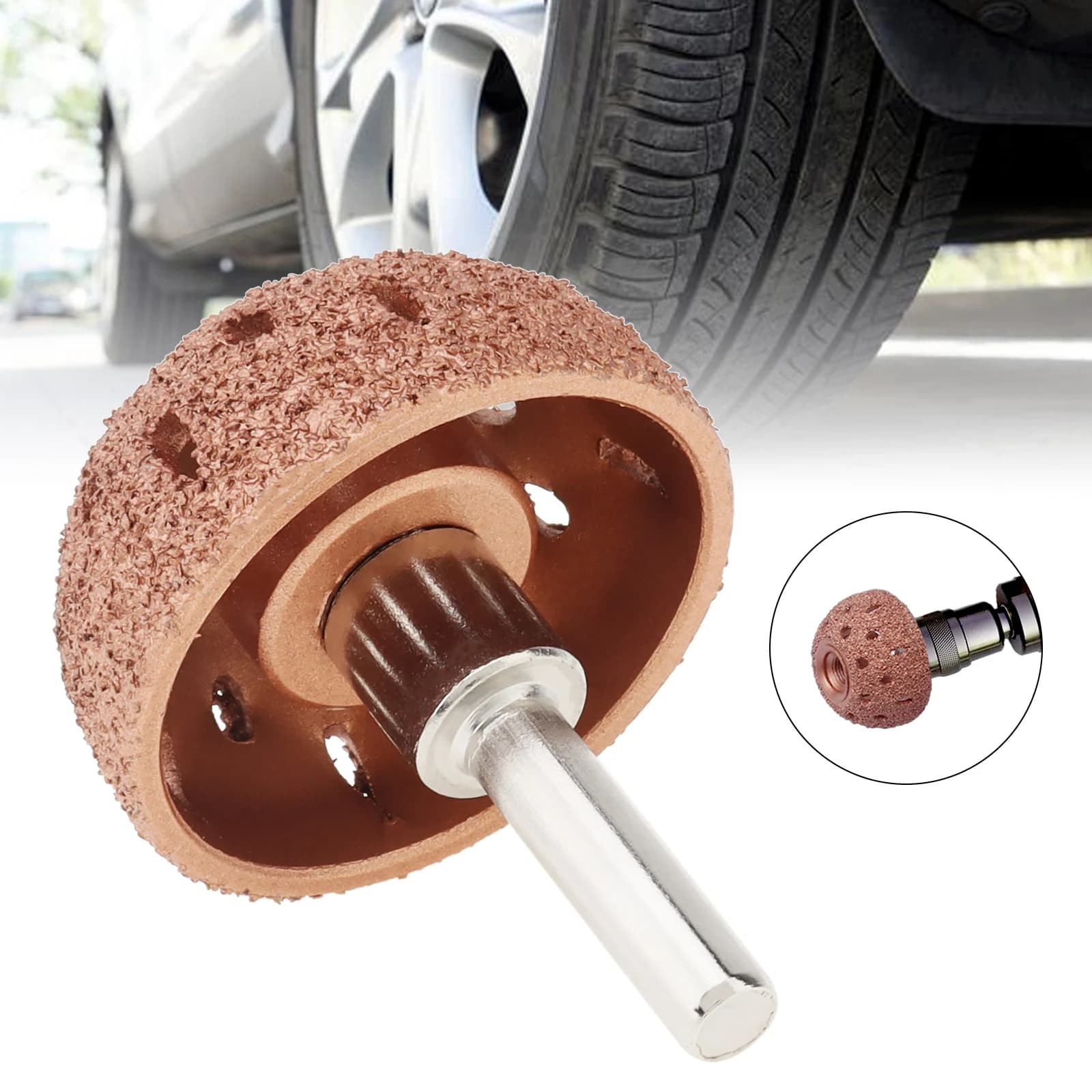 Strumenti di riparazione di pneumatici per auto in acciaio al tungsteno da 40mm per strumento di lucidatura di pneumatici per biciclette per automobili testa di molatura asta tonda con superficie a sabbia grossa