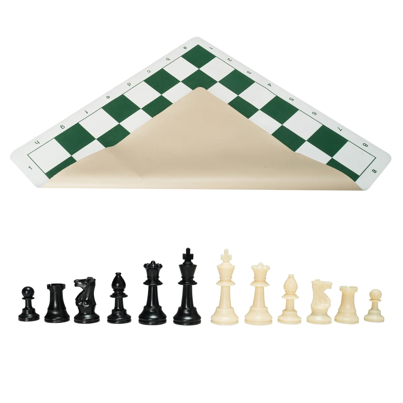 SucceBuy Tournament Chess Set 20''x20'' Foldable Silicone Chess Board Roll-Up Beginner Chess Board and Pieces with Travel Bag