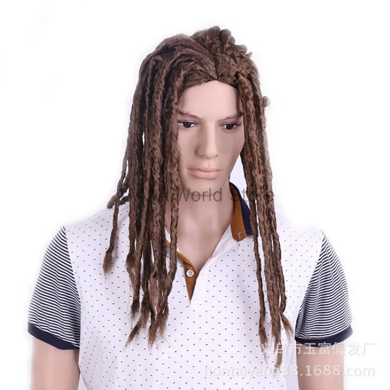 Parrucca cosplay di Halloween da uomo Reggae Trecce sporche Trecce intrecciate Parrucca Prom Cosplay Parrucca marrone Afro Dreadlocks Capelli + Protezione parrucca gratuita