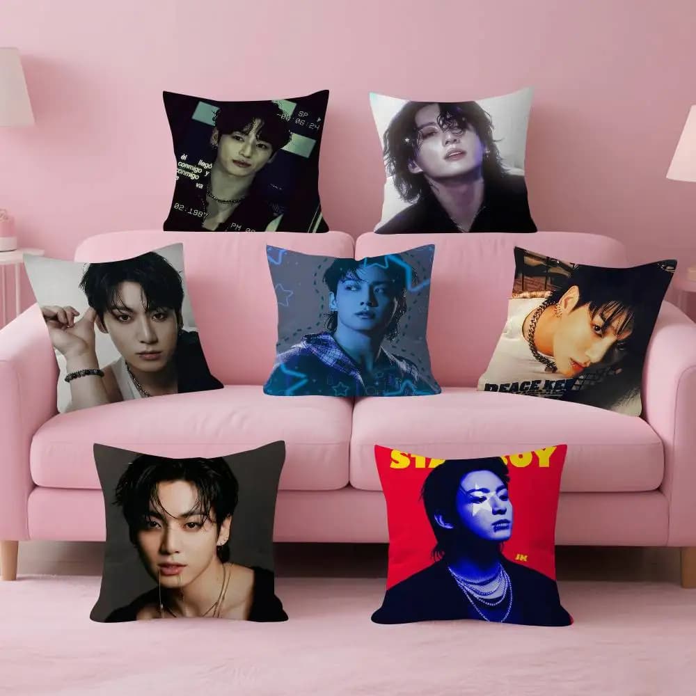 KPOP-e-Junges-g-Kooks Fodera per cuscino da ufficio, Fodera per cuscino auto 45x45 cm, Fodera per cuscino lombare, Fodera per cuscino divano