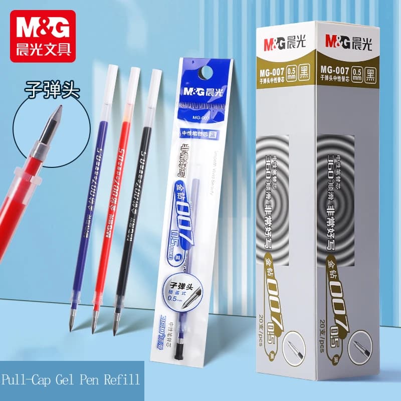 Ricarica per penna conica M&G da 0,5 mm per penne gel twist-top - Nero Rosso Blu Ideale per studenti e forniture per ufficio