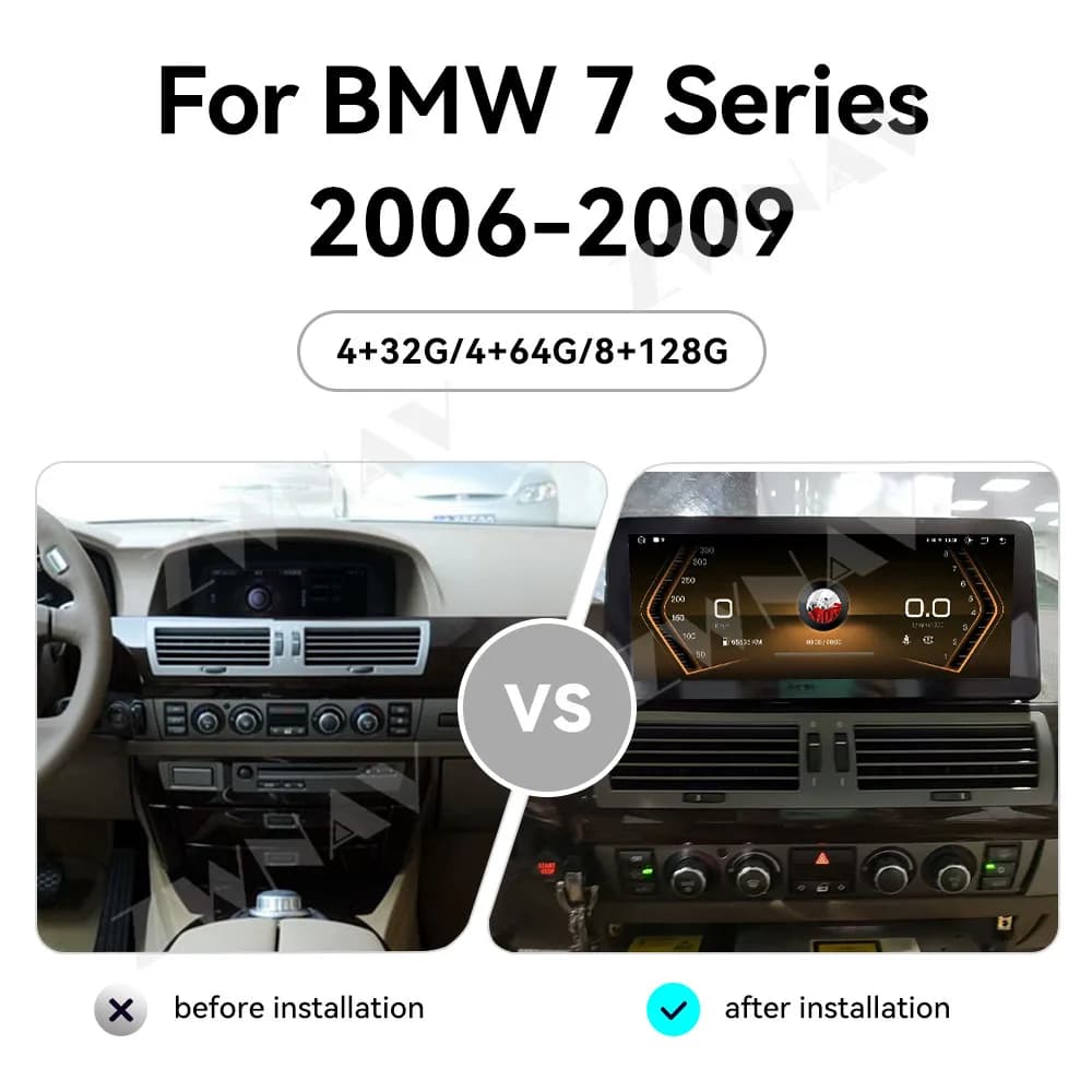 10.25" HD Touch Screen For BMW 7Series 2006-2009 Android 13 GPS Navigation 4G WIFI Carplay Car Multimedia Player Head Unit Auto