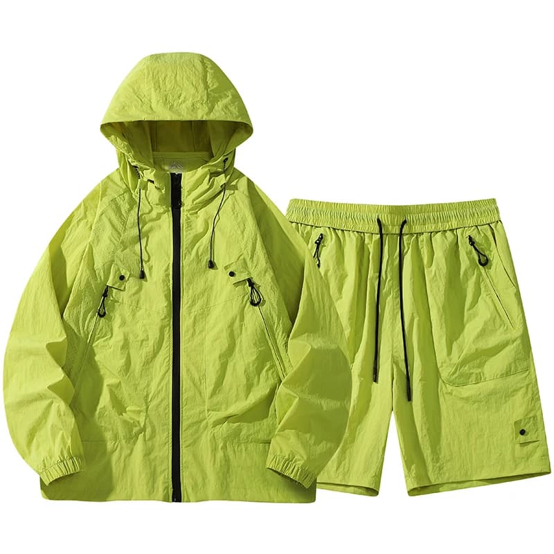 Outdoor Cycling Sports UV Protection Sun Protection Outerwear for Men's Summer Fashion Five Point Casual Shorts Two-piece Set