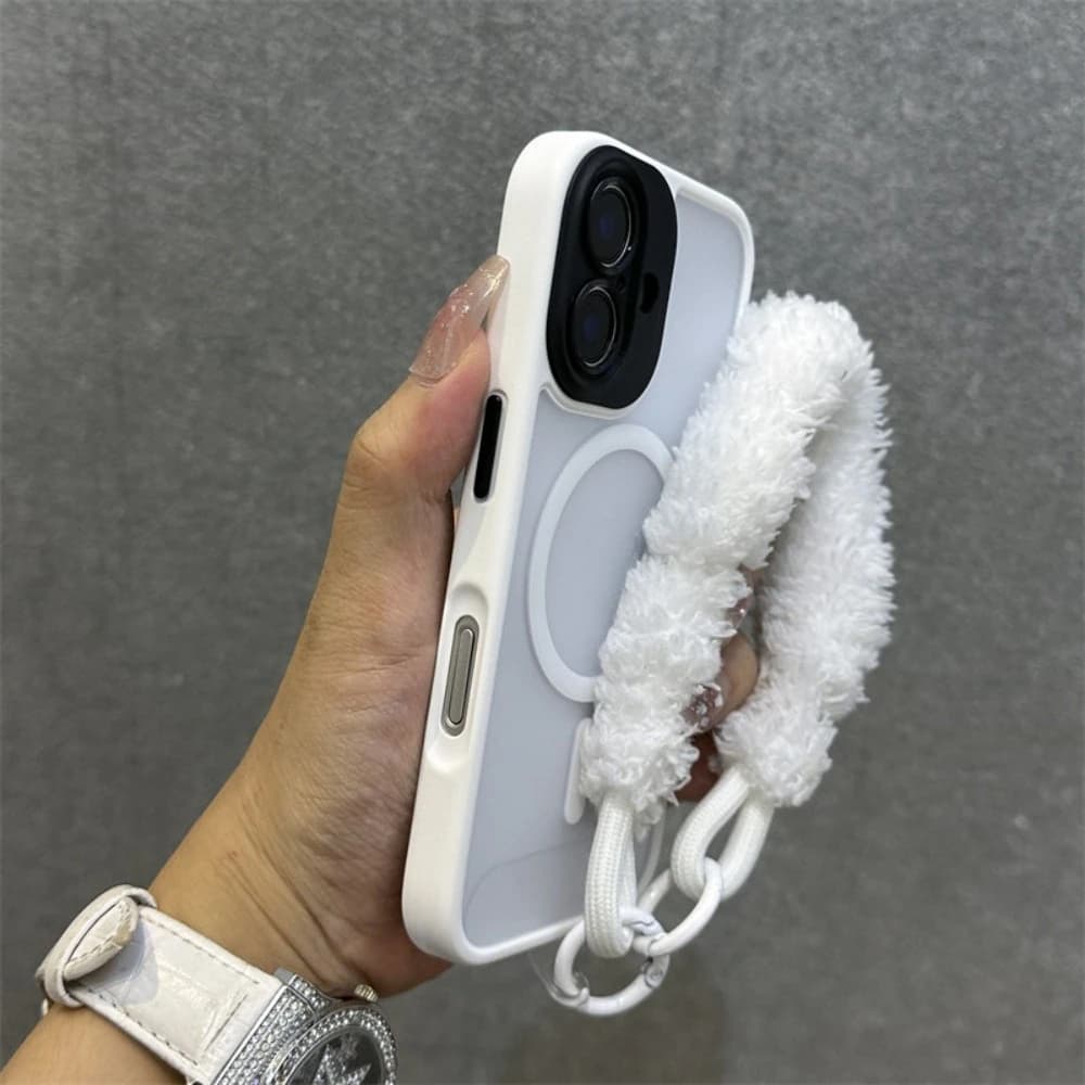 Custodia per iPhone 16 Pro Max, Bianca, Magnetica, Opaca, in Silicone Morbido, Antiurto, con Ritagli Precisi