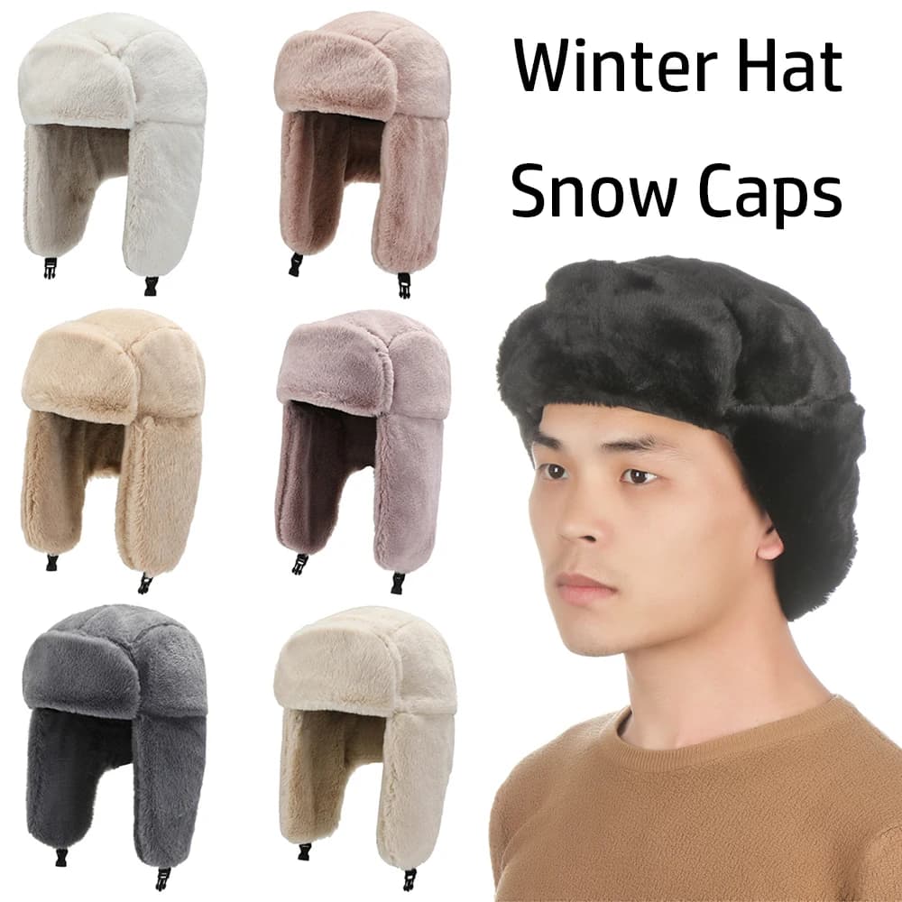 Cappello invernale con paraorecchie caldo e spesso Cappello bomber Berretto da neve russo Colbacco