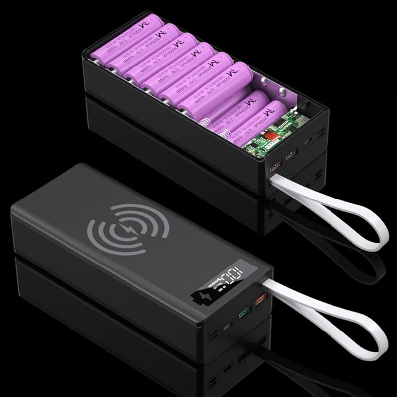 C16*18650 Battery Power Bank Case Charger Box Holder Dual USB LCD Display Support Quick & Wireless Charger Battery Shell Storage