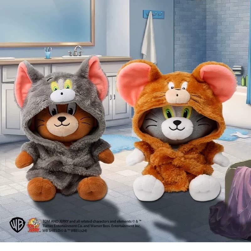 Peluche di Tom e Jerry, nuovi pupazzi da 20 cm, simpatici personaggi anime con accappatoio rimovibile, giocattoli di peluche, regali di San Valentino per coppie, per i fan.